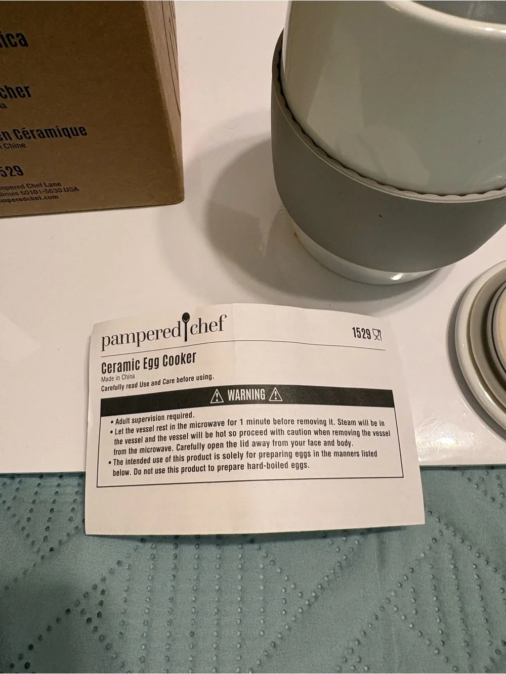 Pampered Chef Ceramic Egg Cooker 1529 For Microwave New Opened Box